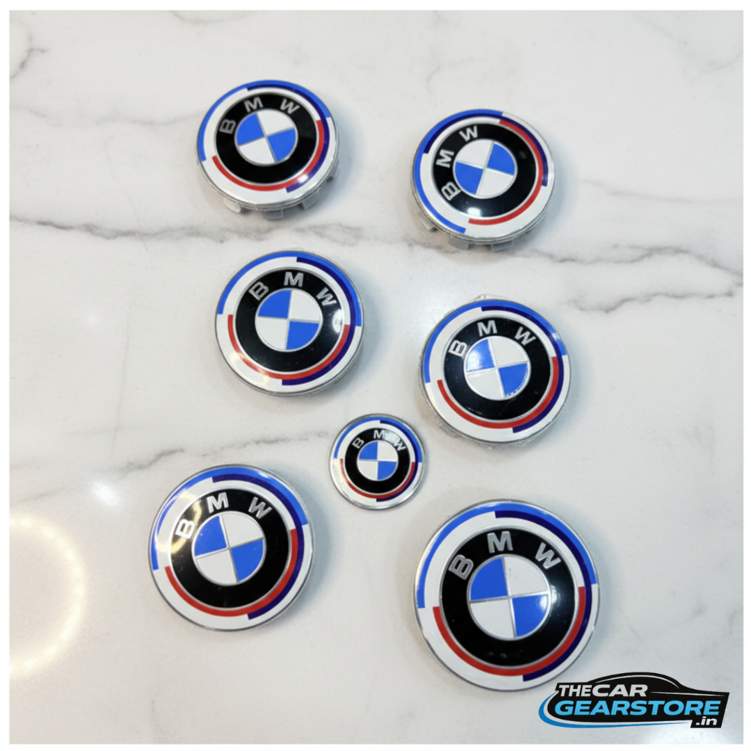 BMW Complete Emblem | Set of-7 Badges for Wheel, Bonnet, Steering & Rear