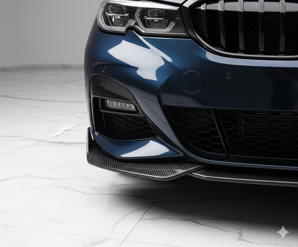 3 PIECE FRONT BUMPER LIP | Side Skirts Gloss Black Aerodynamic Body Kit | Universal Set of 2