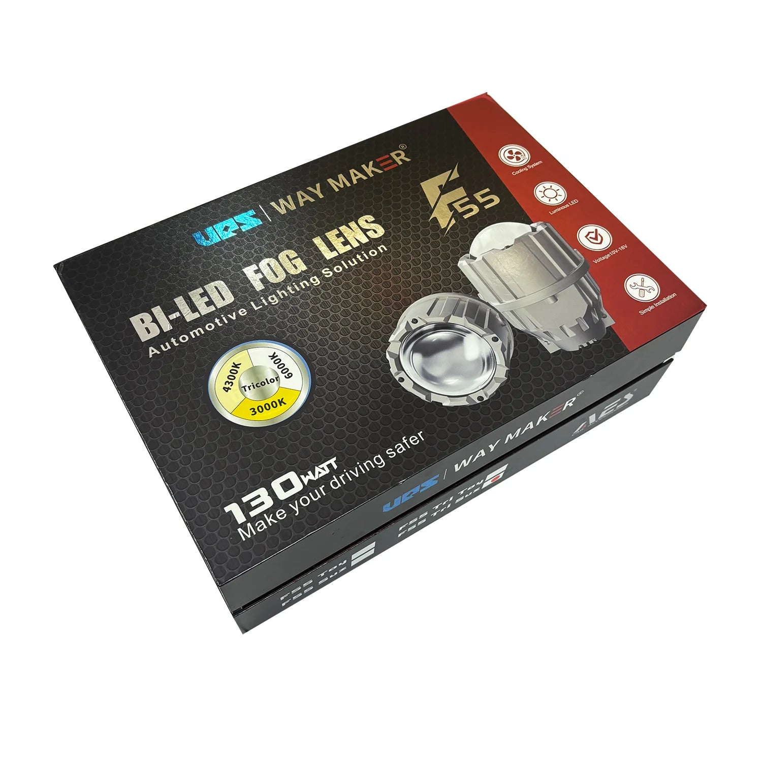 UPS Way Maker F55 3-Inch Tri-Color Bi-LED Projector Fog Lamp | Universal Fit