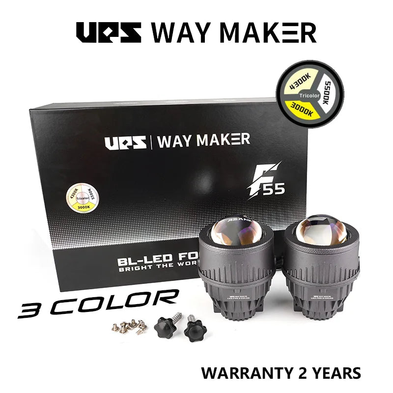 UPS Way Maker F55 3-Inch Tri-Color Bi-LED Projector Fog Lamp | Universal Fit